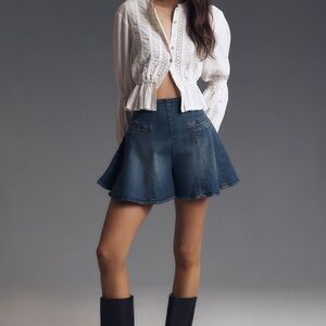 Pilcro Corset Flare Denim Shorts